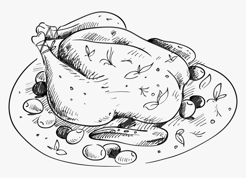 Clipart Restaurant Black And White - Food Hand Drawn Png, Transparent Png