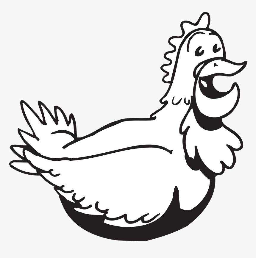 Drawing Outline Chicken Cartoon, HD Png Download