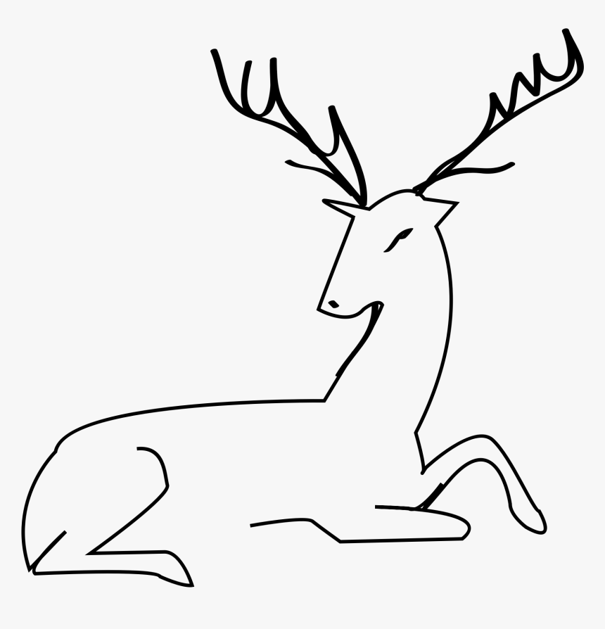 Cliparts For Free Download Antlers Clipart Draw And - Simple Deer Sitting Drawing, HD Png Download
