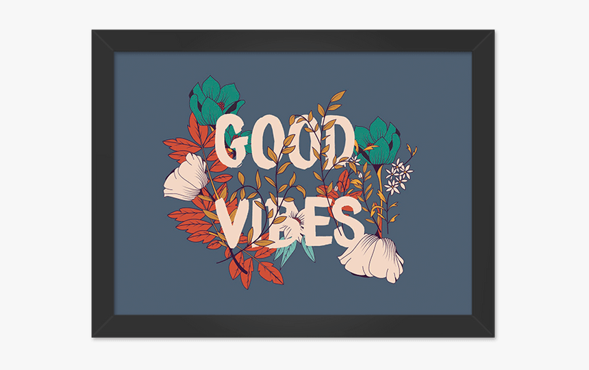 Quadro Good Vibes Horizontal Moldura Preta Lisa - Quadros Para Imprimir Good Vibes, HD Png Download