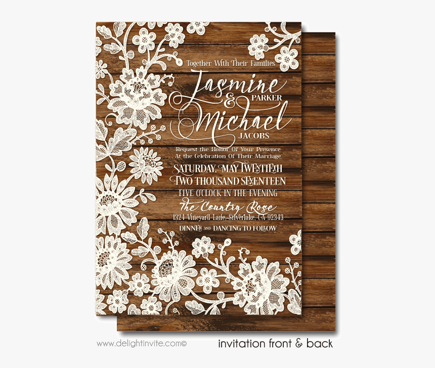 Vintage Lace Png - Rustic Hd Wedding Invitation, Transparent Png