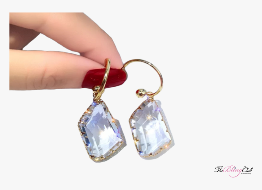The Bling Club Gold Hoops Dangling Emerald Cut Crystal - Earrings, HD Png Download