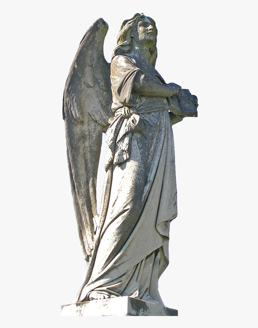 A Large Concrete Angel Statue With Spread Wings, Holding - Ангелы Png Статуи, Transparent Png