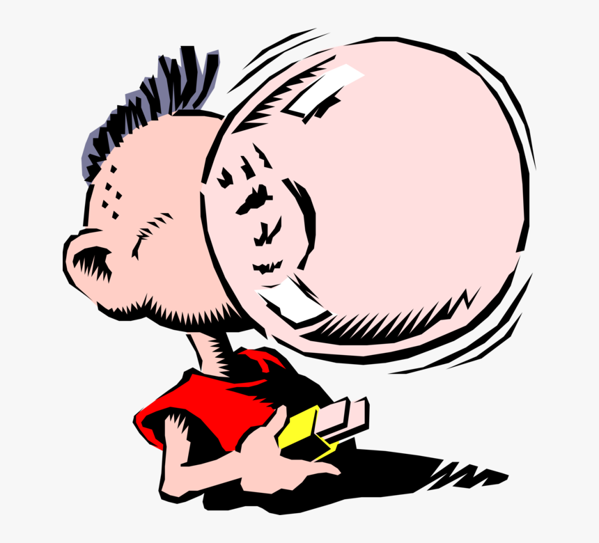 Vector Illustration Of Boy Blows Bubble With Chewing, HD Png Download