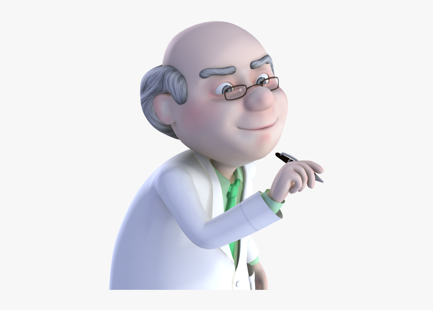 Nice Old Doctor Writing With Pen - Cartoon Characters Png 3d, Transparent Png