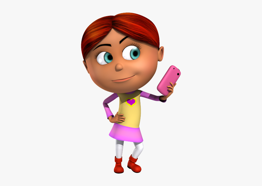 Cartoon Girl Selfie Png, Transparent Png
