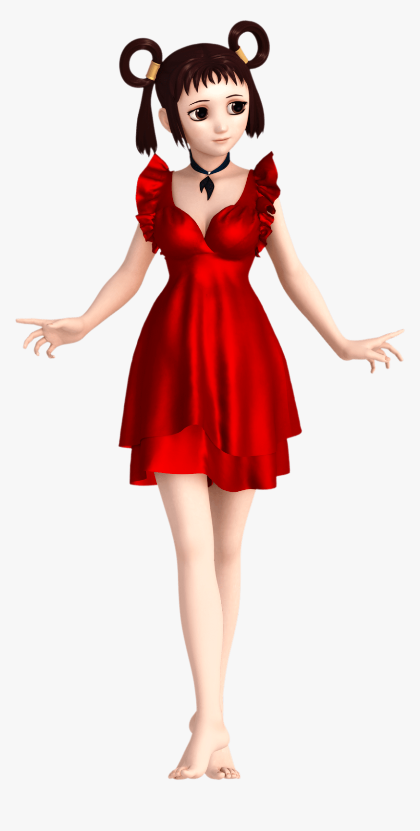 A Cute Anime Character In A Red Dress Doll, HD Png Download