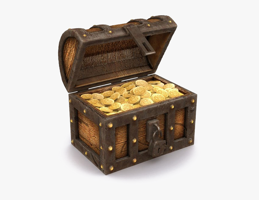 Opened Treasure Chest Png - Gold Pirate Treasure Chest, Transparent Png