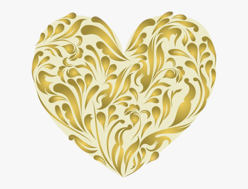 No Background Clip Art - Golden Heart With Transparent Background, HD Png Download