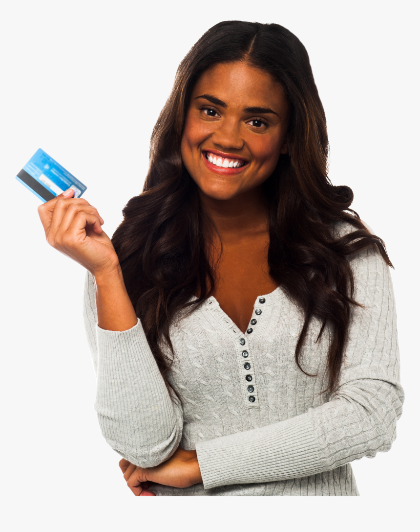 Women Holding Credit Card, HD Png Download