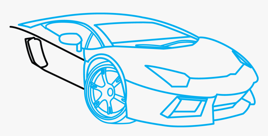 Transparent Simple Car Clipart - Simple Lamborghini Aventador Drawing, HD Png Download