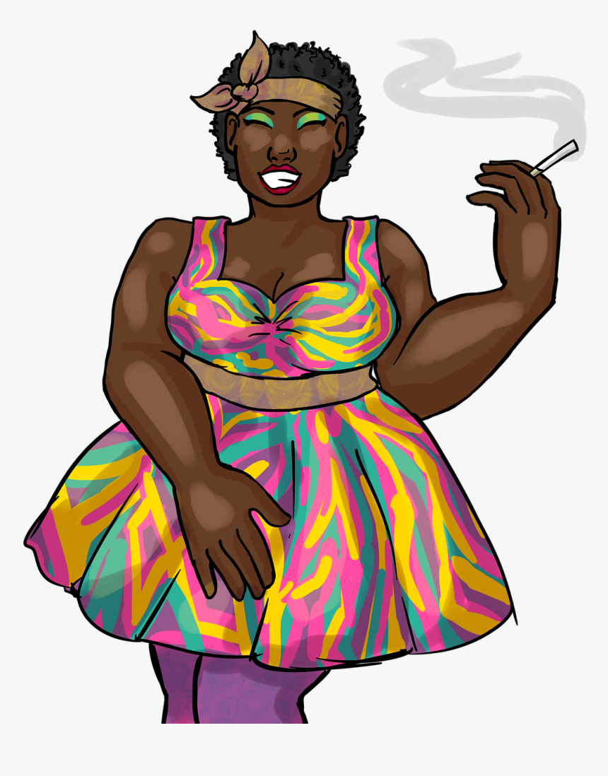 Art, Transparent, Black Woman, Black Lady, 50s Dress - Black Girl Cartoon Transparent, HD Png Download