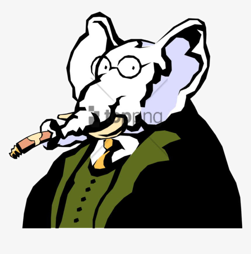 Cartoon Cigar Png - Elephant Smoking A Cigar, Transparent Png