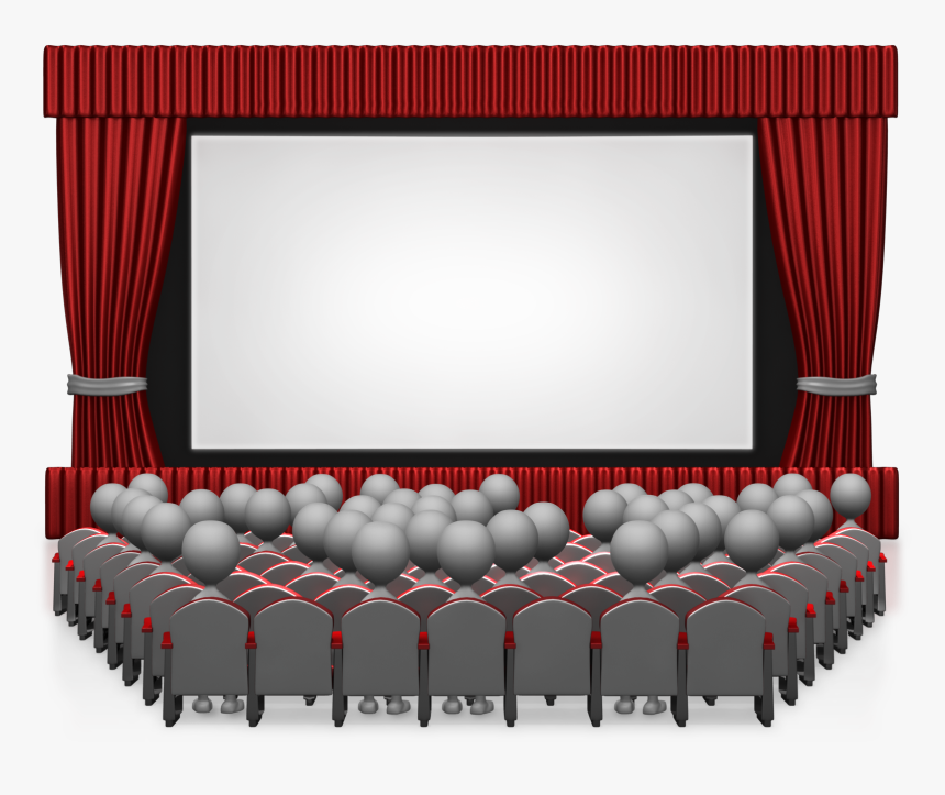 Movie Theater With People 1600 Clr Movie Theater - Red Curtains Movie Theater Png, Transparent Png