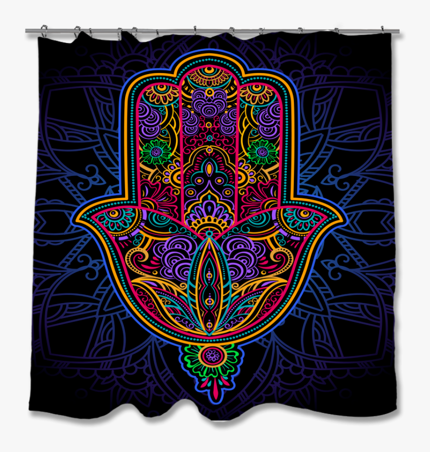 Transparent Curtain Clipart - Hamsa Tattoo Psychedelic, HD Png Download