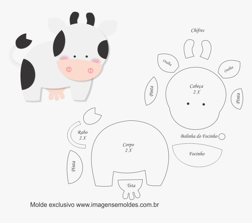 Molde De Vaca Para Imprimir, HD Png Download