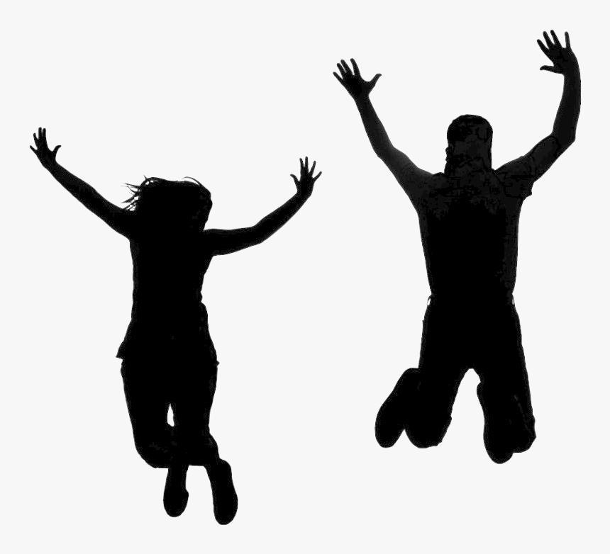 Silhouette Person Jumping Clip Art - Happy People Silhouette Png, Transparent Png