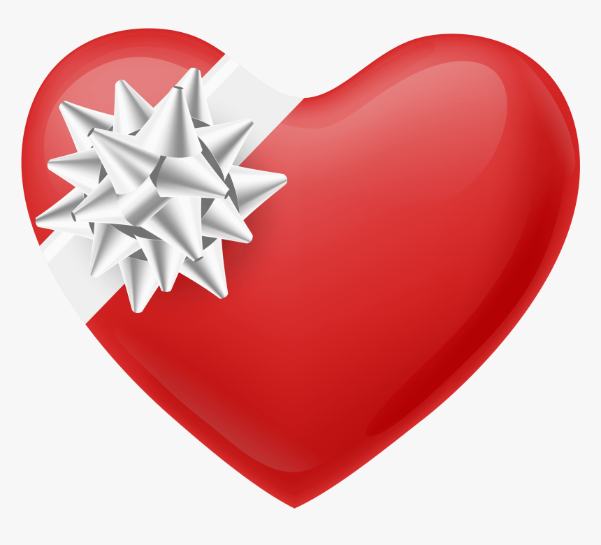 Heart With White Bow Transparent Png Image - Portable Network Graphics, Png Download