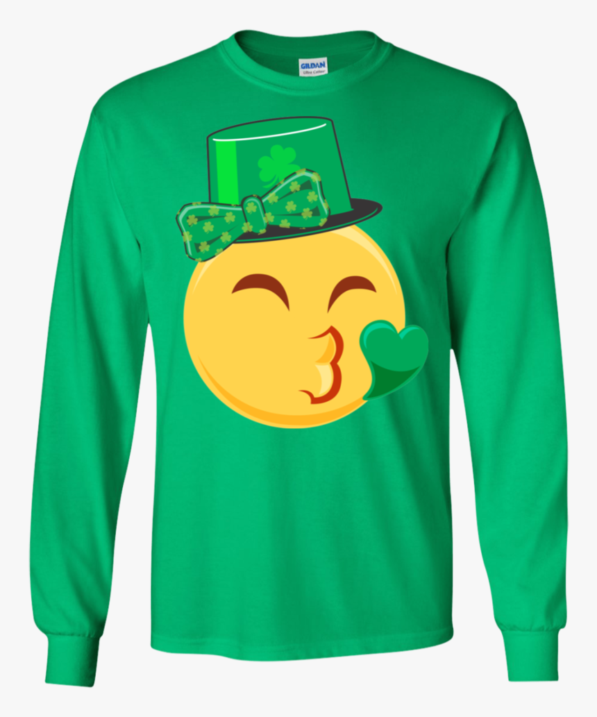 Emoji Saint Patricks Day Shirt Girls Green Heart Eyes - T-shirt, HD Png Download