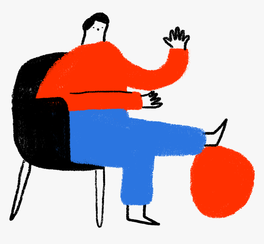 Illustration Of Person Sitting In A Chair Waving With, HD Png Download