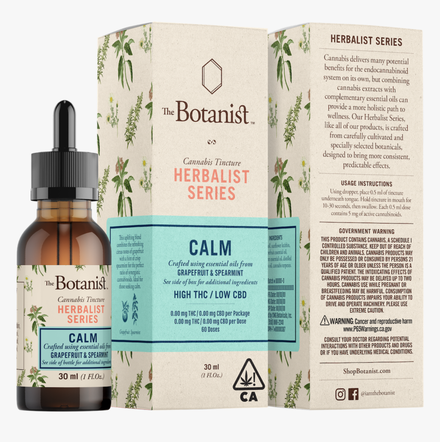 Botanist Calm Tincture & Box Shot - Tincture, HD Png Download