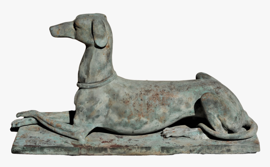 Elegant Cast And Patinated Garden Hound Or Whippet - Statue, HD Png Download