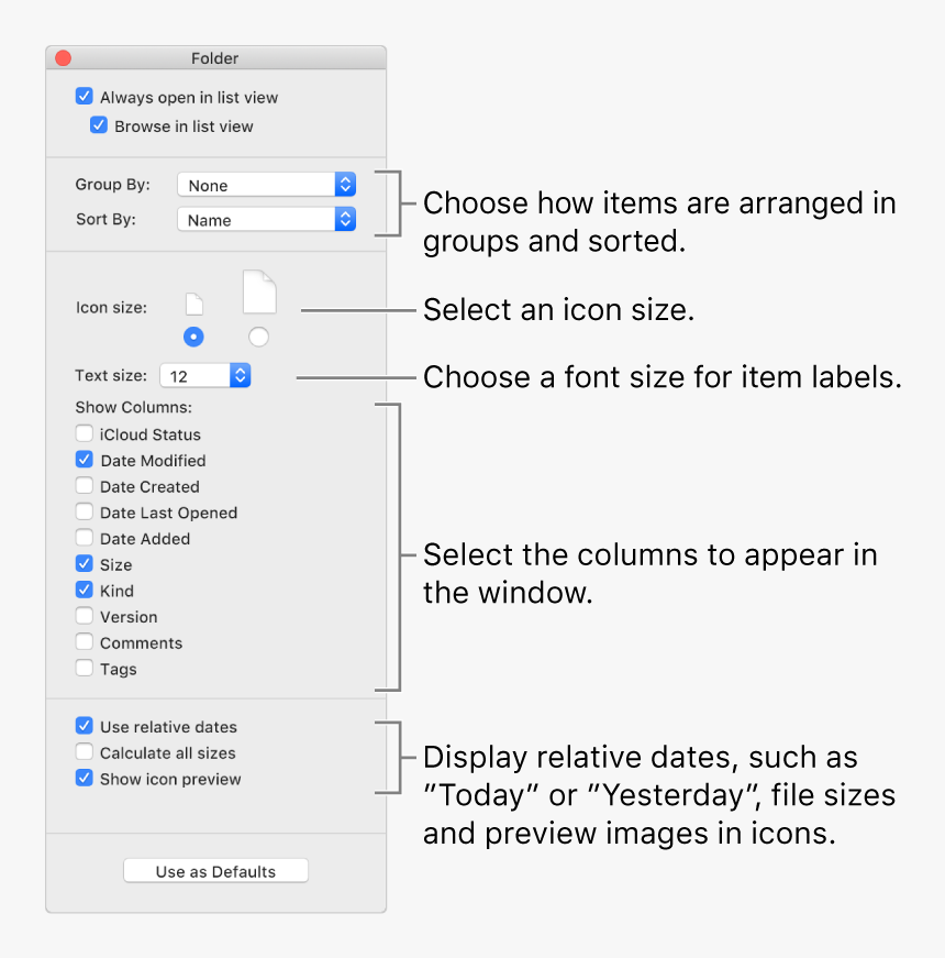List View Options - Icloud Drive ファインダー メーター, HD Png Download
