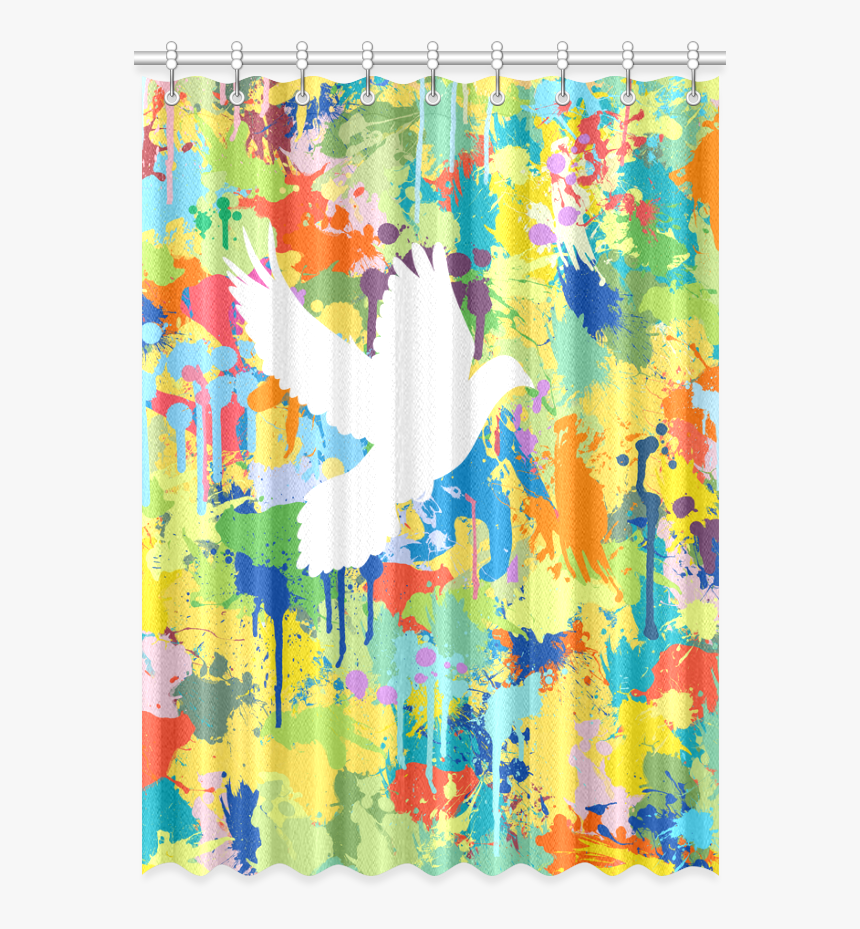 Dove White Colorful Splat Complete Window Curtain - Window Valance, HD Png Download