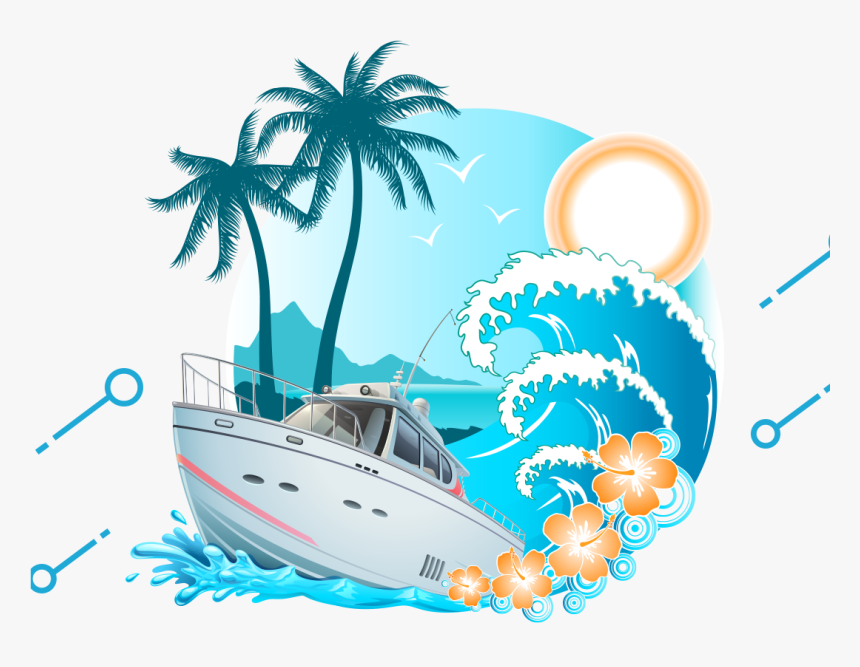 Cruise Clipart Sea Ship - Tropical Beach Sticker, HD Png Download