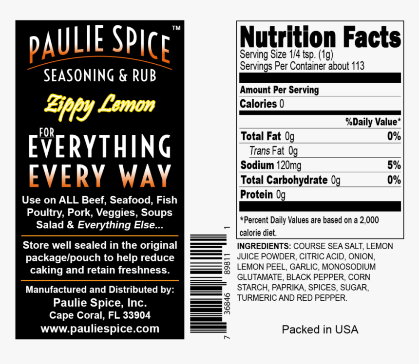 Zippy Lemon Back - Seasoning, HD Png Download