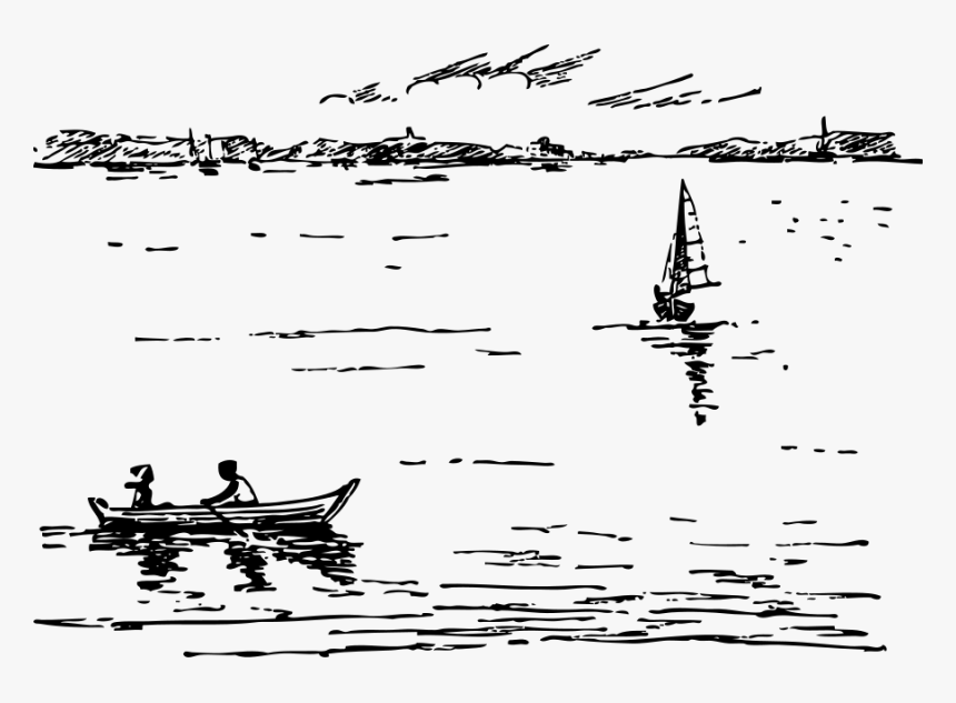 Boating Scene Svg Clip Arts - Lake Black And White Png, Transparent Png