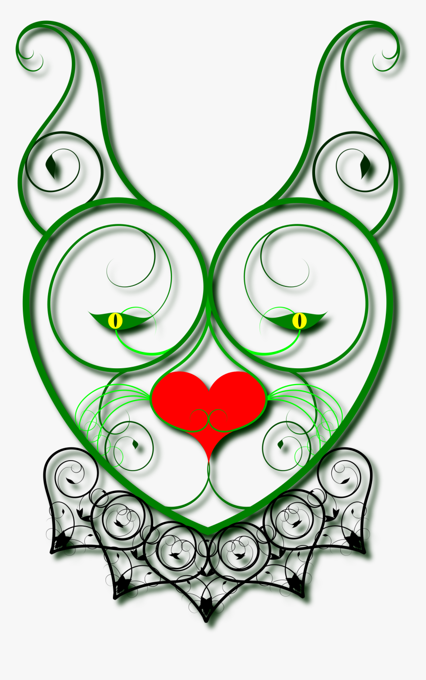 Cat Valentine Clipart Svg Black And White Clipart - Heart, HD Png Download
