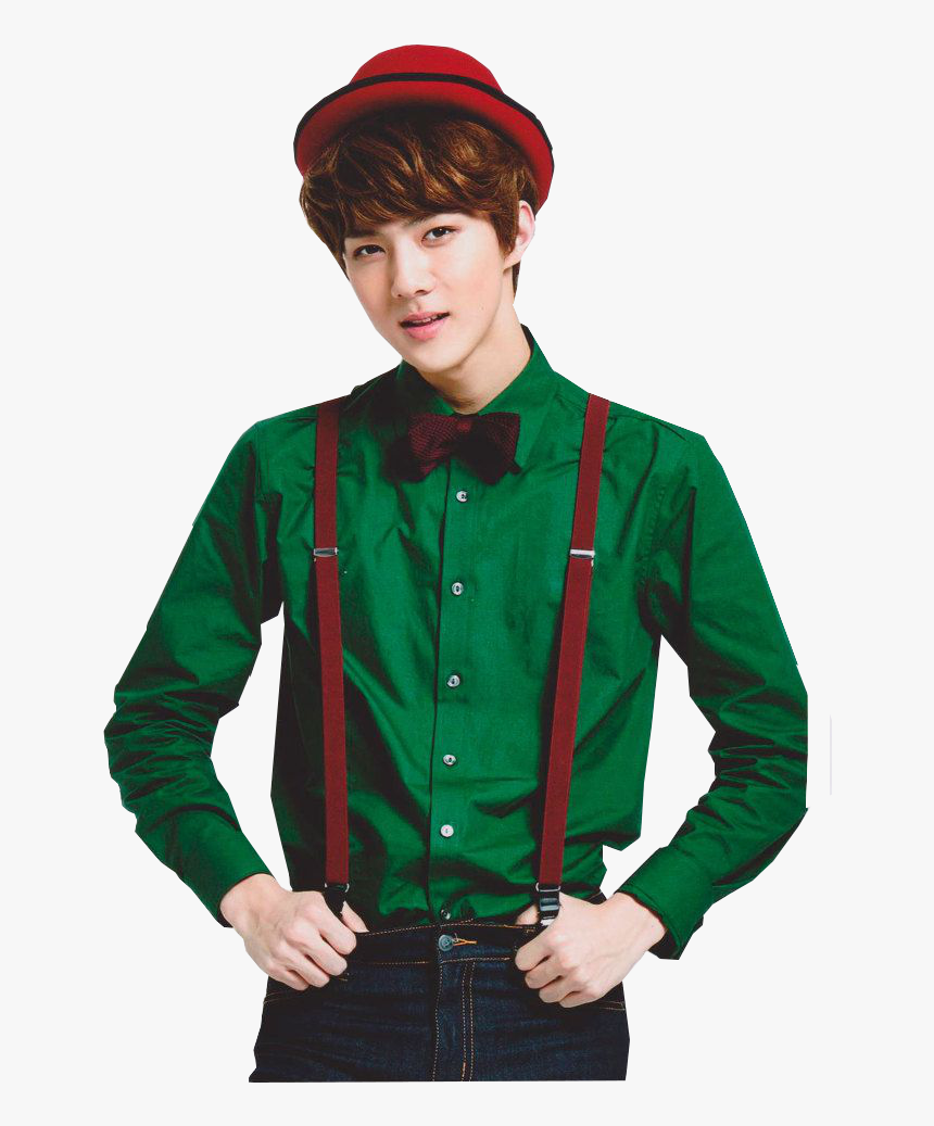Red Suspenders Green Shirt, HD Png Download