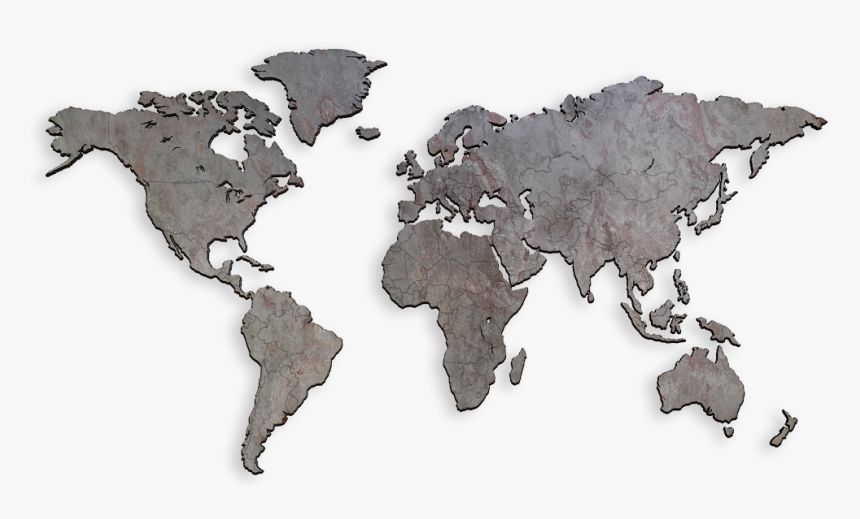 Mapawall Stonecut World Map Arctic Red - World Map Wood Cut, HD Png Download