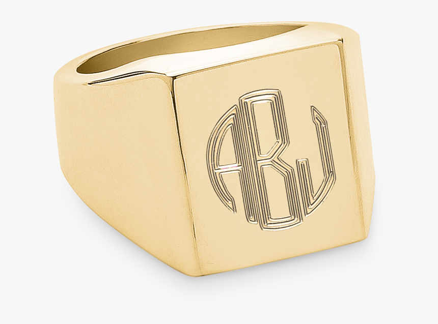Monogram Square Signet Ring Gold Phyllis Rosie 
 Class - Ring, HD Png Download
