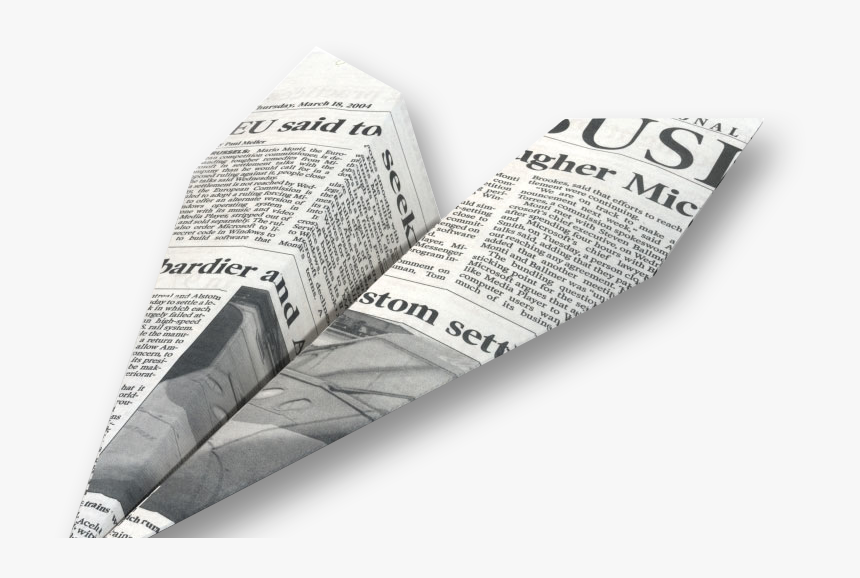 Paper Airplane Made Of Newspaper, HD Png Download