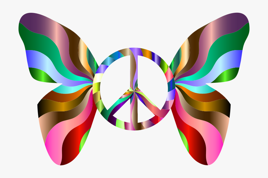 Groovy Peace Sign Butterfly - Way Of Peace Drawing, HD Png Download