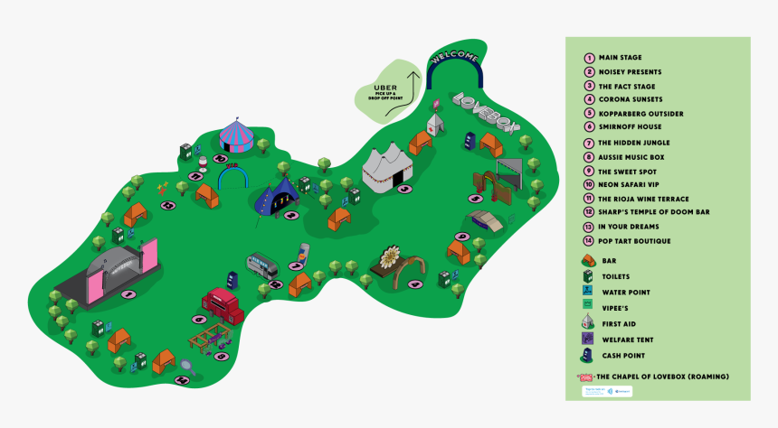 Love Box Festival Map , Png Download - Lovebox Music Festival Map, Transparent Png