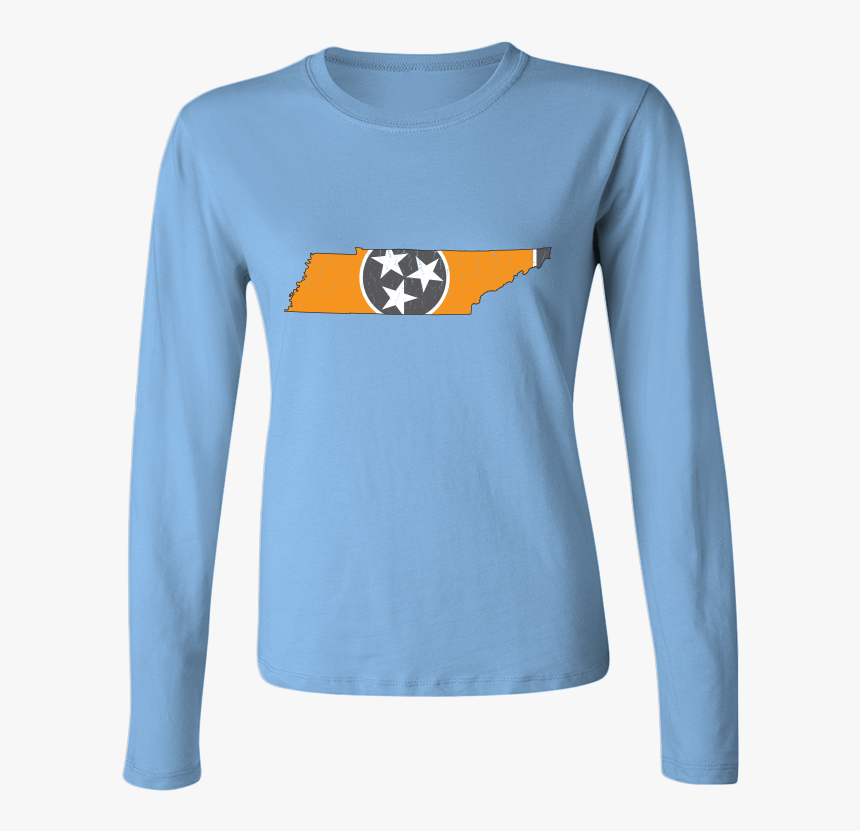 Tennessee Flag State Outline Orange Womens Long Sleeve - Long-sleeved T-shirt, HD Png Download