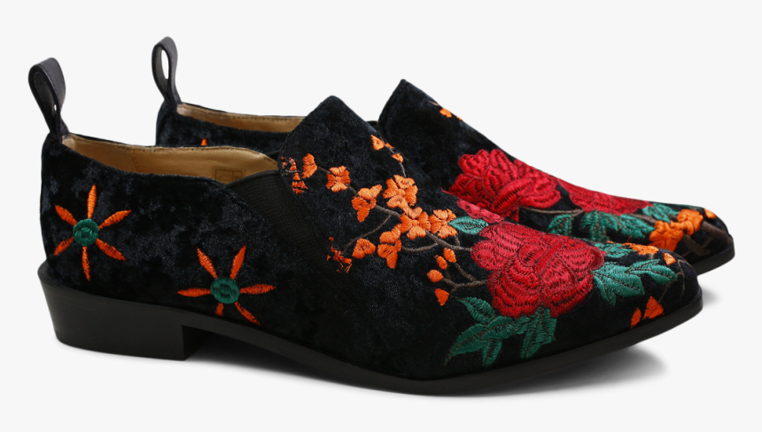Loafers Marlin 5 Velvet Black Embrodery Elastic Black - Melvin Hamilton Marlin 5, HD Png Download