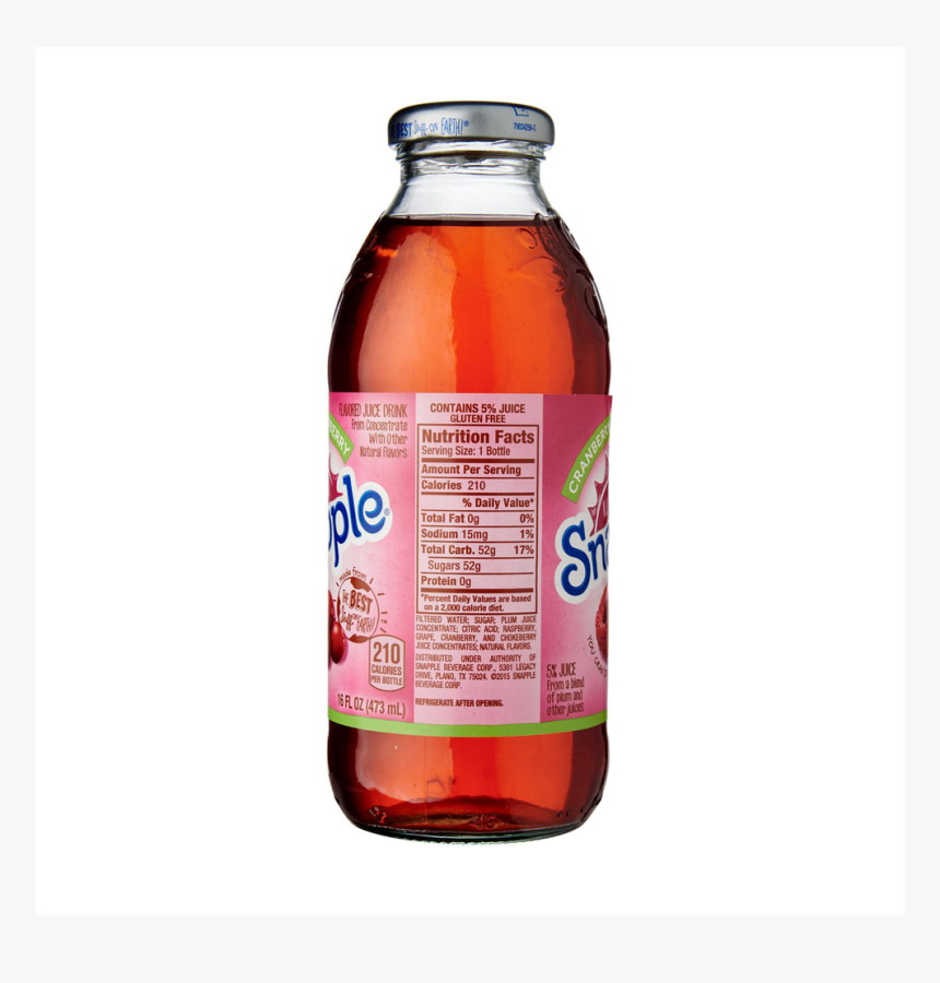 Snapple Juice Drinks Raspberry & Cranberry, HD Png Download