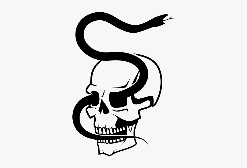 Scary Skull With A Snake - Illustration, HD Png Download