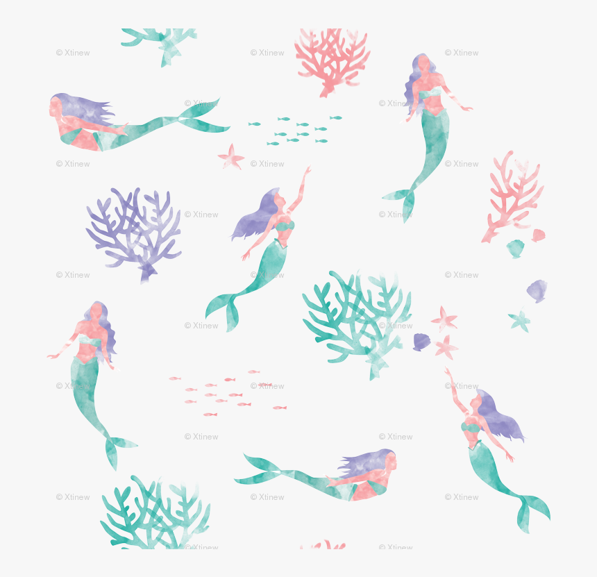 Black And White Download Watercolor Mermaids Wallpaper - Watercolor Mermaid Png Transparent, Png Download