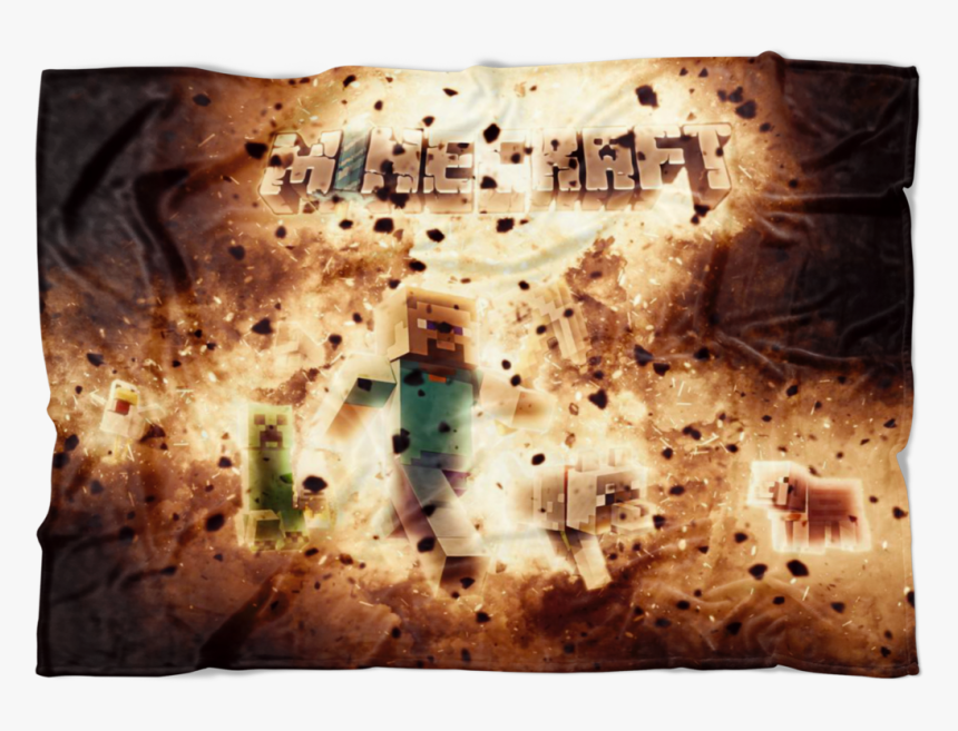 Minecraft Fleece Blanket Steve Blasting Black Blanket Poster, HD Png
