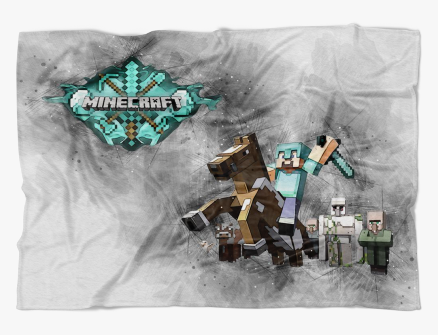 Minecraft Fleece Blanket Steve Diamond Grey Blanket - Illustration, HD Png Download