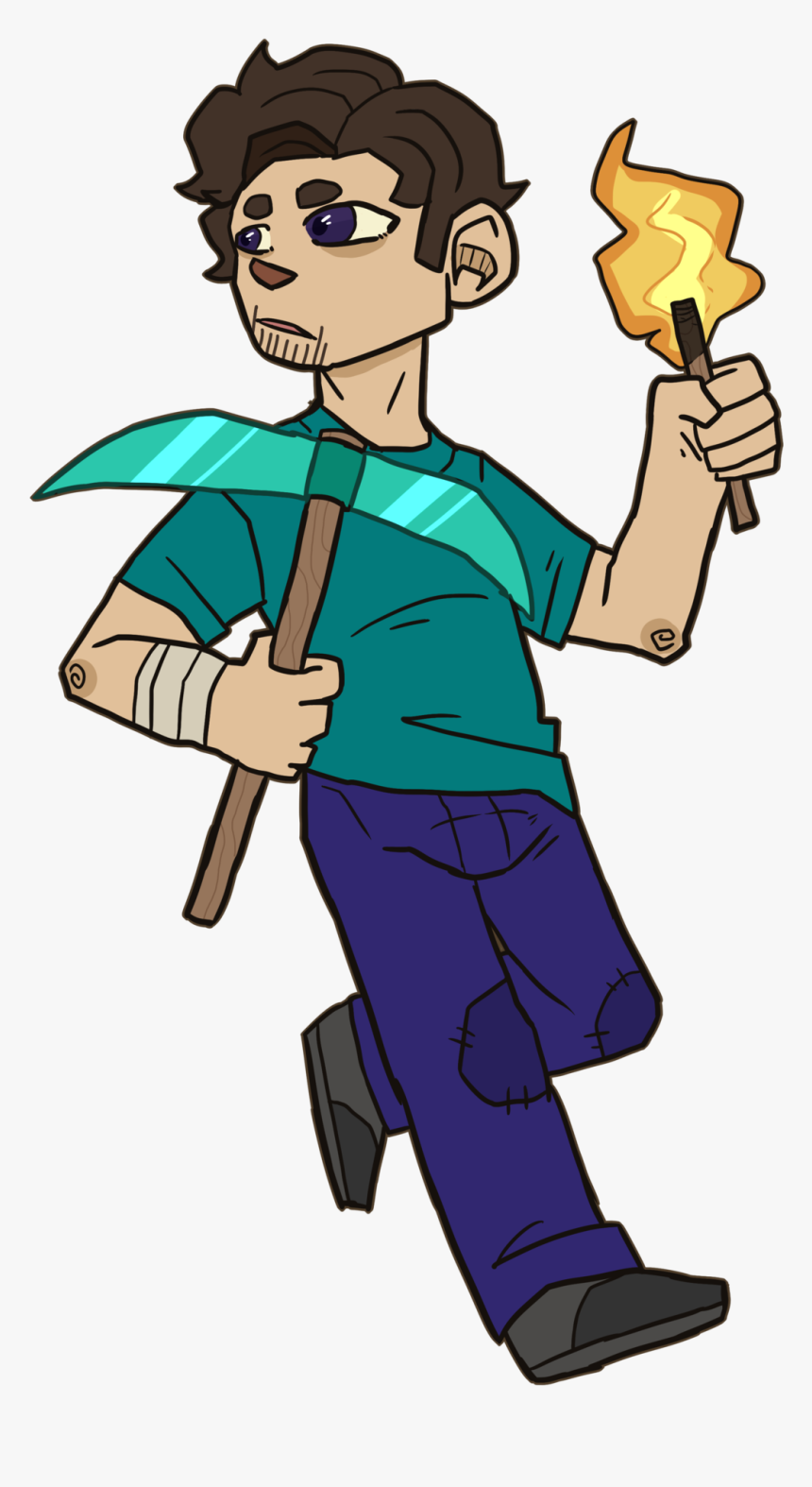 “i Drew Ya Boi Steve Bc I Was Playing Minecraft A Lot - Cartoon, HD Png Download