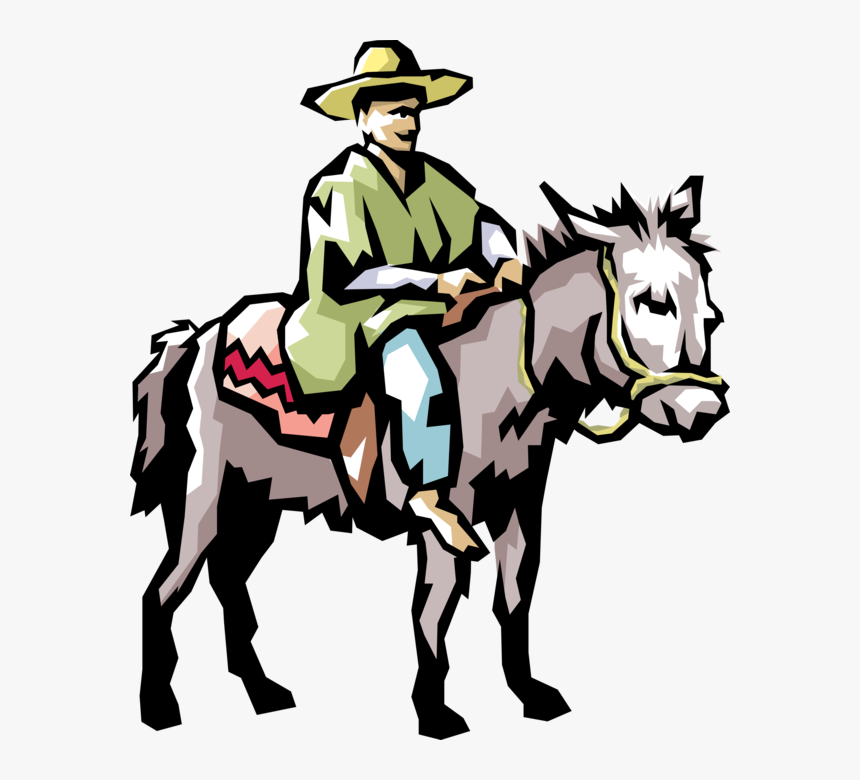 Vector Illustration Of Coffee Picker Jaun Valdez On - Man On A Mule Clipart, HD Png Download