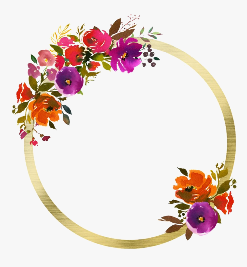 Watercolor Floral Flower Frame Transparent Background - Flowers Photo Frame Png, Png Download