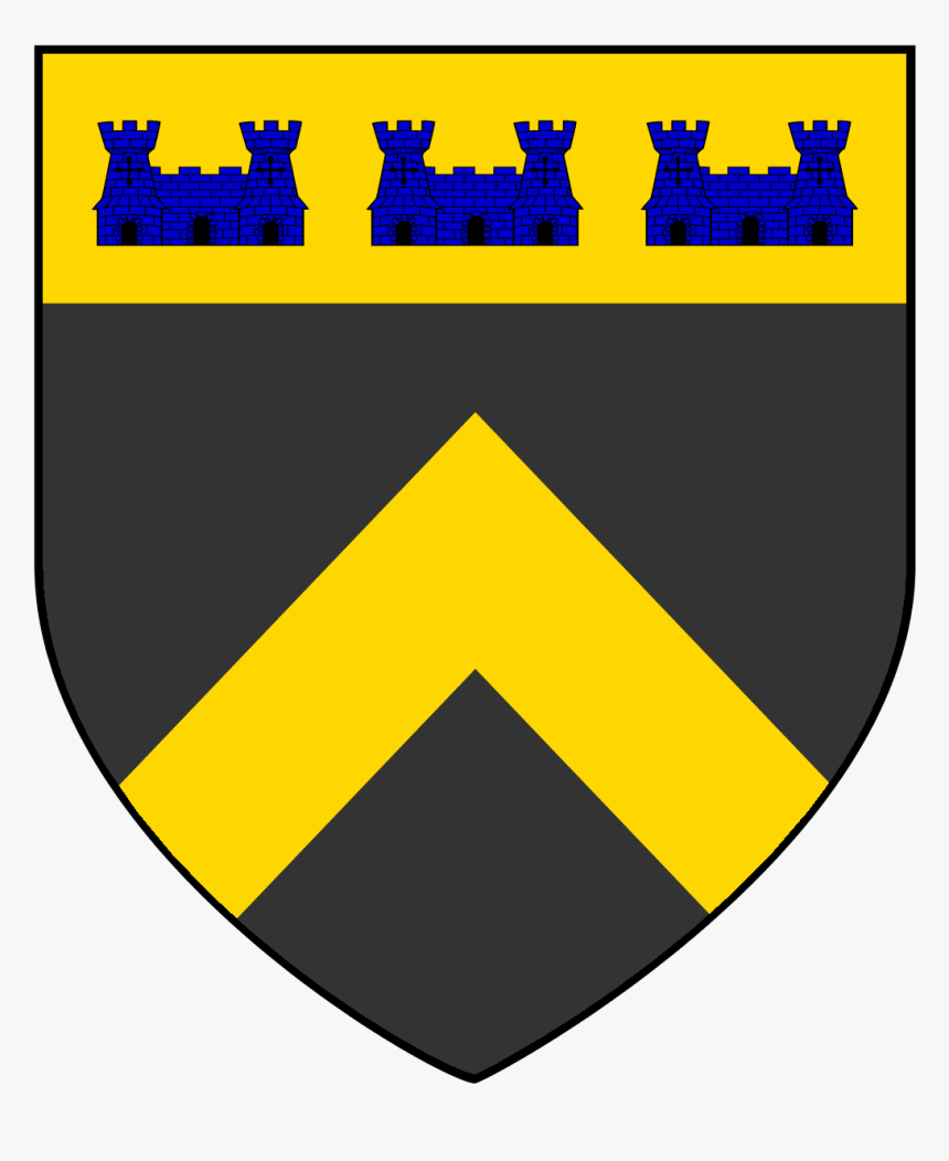 Field Sable, Chevron Or, Three Castles Azure In Chief - Chief Coat Of Arms, HD Png Download