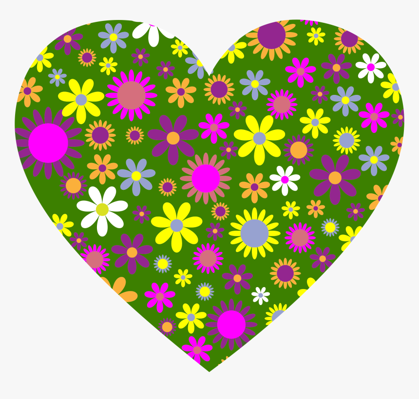 Flower Heart Clipart Vector Transparent Library Clipart - Thumbs Up With Flowers, HD Png Download